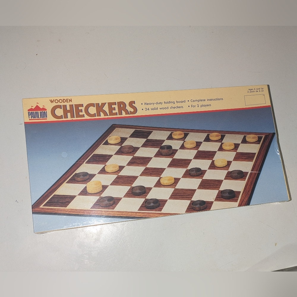 Vintage 1988 Sealed Pavilion Wooden Checkers Game Set
